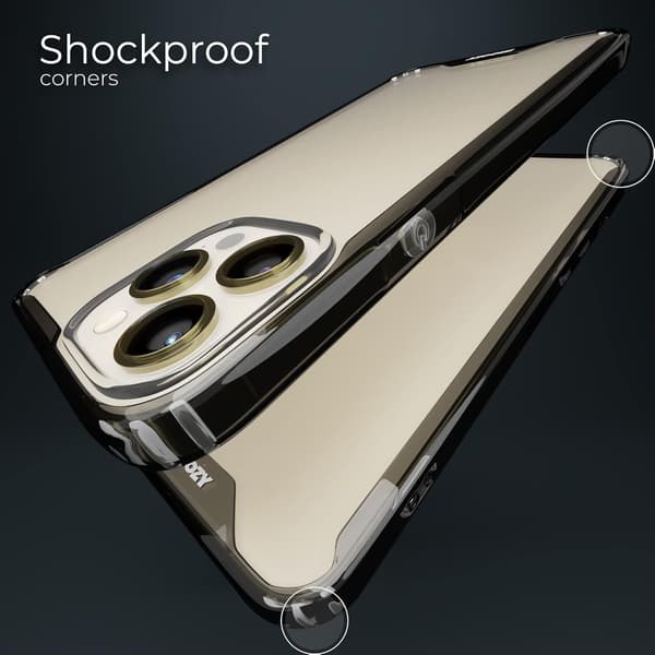 ETUI TIL APPLE IPHONE 13 PRO KLAR SILIKONE BAGSIDER SORT RAMME