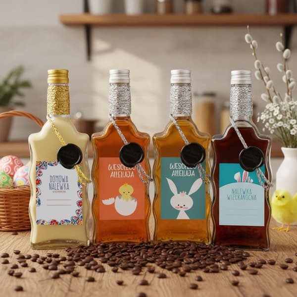 5x Flaskor för PÅSKLIKÖR Presentflaska FALA 500ml dekorerad 0,5l