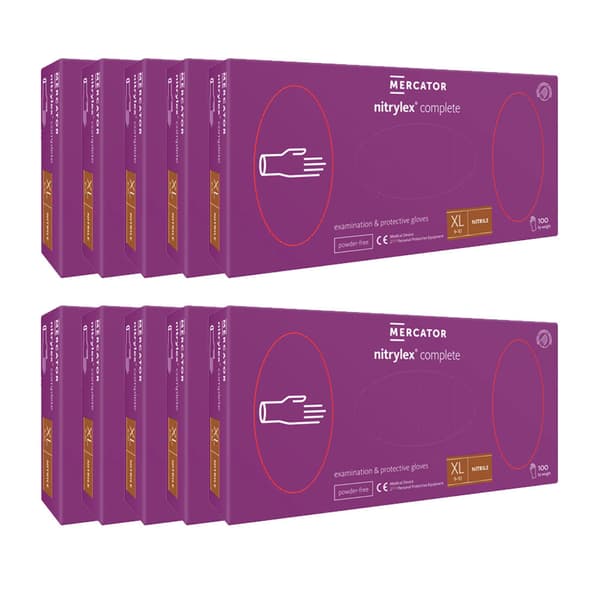 Nitrilhandskar XL lila Mercator Nitrylex Complete 100 st kartong 10-pack