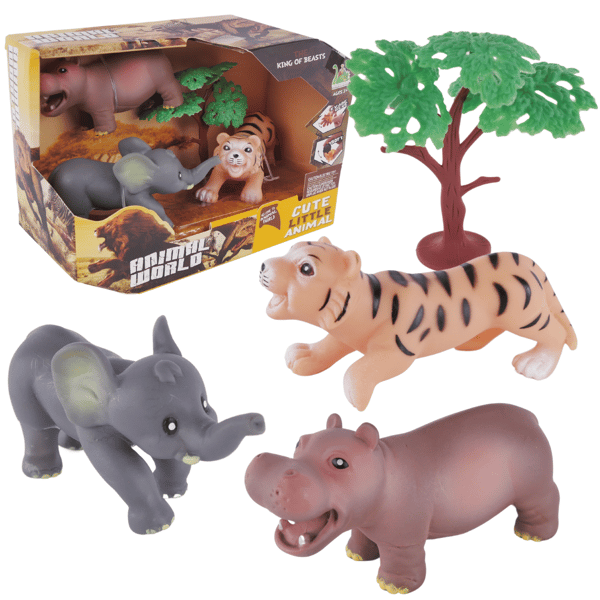 Vilde dyr sæt elefant flodhest tiger træ vilde dyr