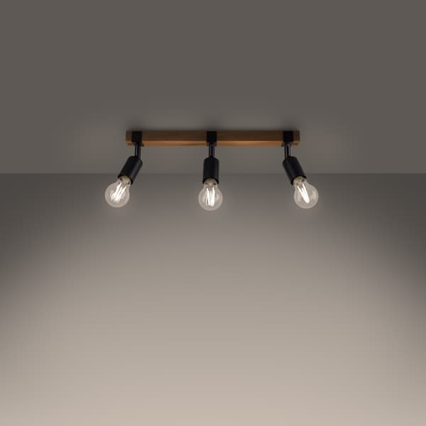 Loftlampe Zuca 3 E27 Sort træ Sollux SL.1297