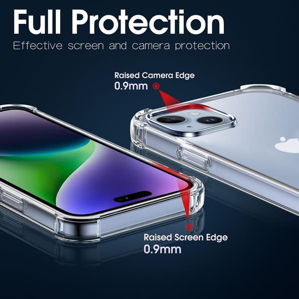 Apple iPhone 14 Plus -kotelo, läpinäkyvä vahvistettu silikonitausta