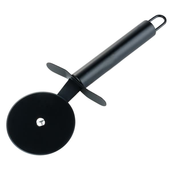 Stålpizzakniv svart 20 cm