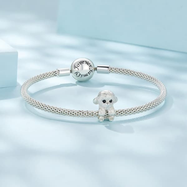 Malteserhund Silver Charm Pärlor för Armband