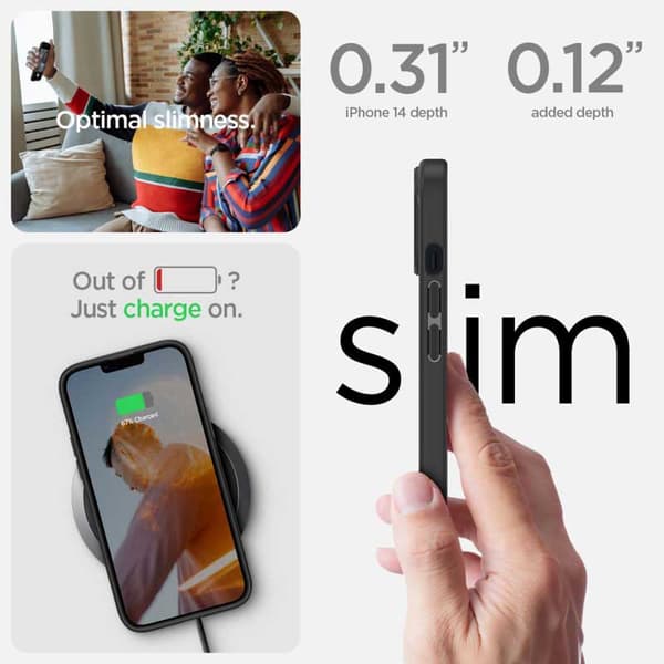 Spigen Ultra Hybrid Matte - Etui til iPhone 15 Plus / iPhone 14 Plus (Mat Sort)