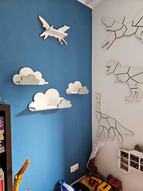 Cloud Shelves Set om 3 MOLI med galgar - Premium