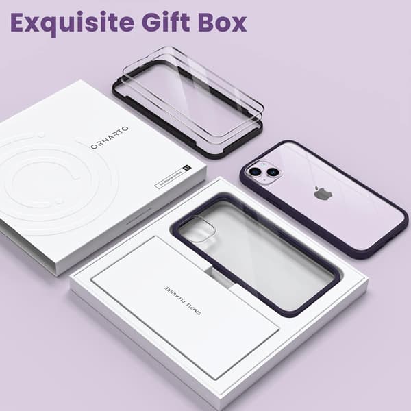 ETUI TIL APPLE IPHONE 14 PLUS KONFIGUR LILLA RAMME 2X GLAS