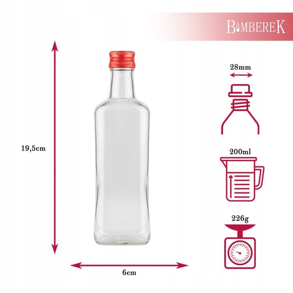 DIVA-flaska 200 ml GLASFLASKOR FÖR MOONLIGHT LIKÖRVIN 0,2 l