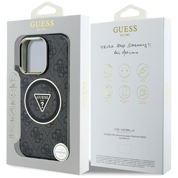 Guess IML Metal Glitter 4G Circle Triangle MagSafe - iPhone 16 Pro cover (sort)