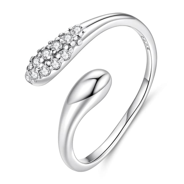 Silver justerbar ring CRISTAL TEARFLOWER 925 silver