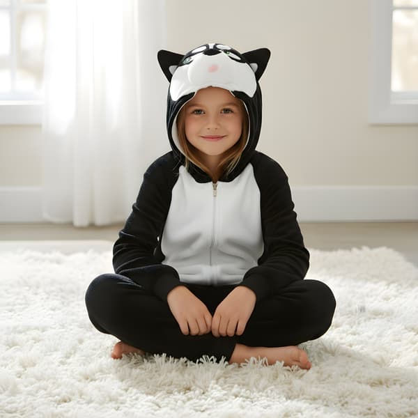 Kigurumi pyjamas kostume til børn, sort husky, 95-105 cm