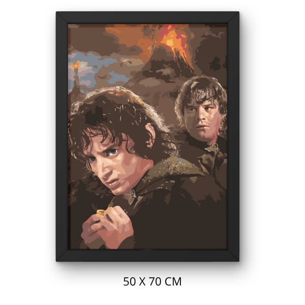 Mal efter tal billede med ramme Frodo og Sam Ringenes Herre 50x70cm