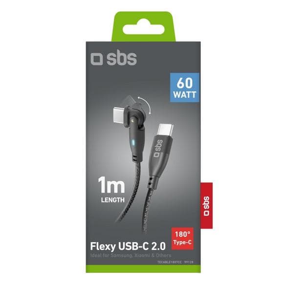 USB Typ C-kabel SBS TECABLE180TCC Svart