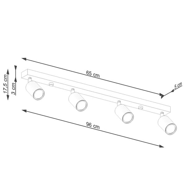 Loftlampe Verdo 4 GU10 hvid trælampe Sollux SL.1289