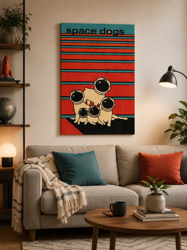 MALING EFTER TAL MED RAMME Billeder til maleri - Rumhunde 40x50 cm