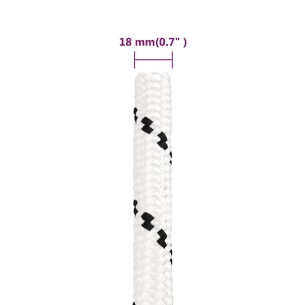 vidaXL arbejdsreb, hvid, 18 mm, 100 m, polyester