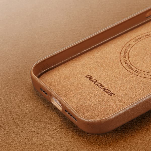 Dux Ducis Grit Læderetui til iPhone 14 Plus Elegant Imiteret Læder (MagSafe-kompatibel) Brun