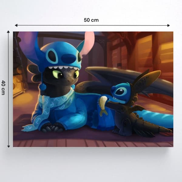 MALING EFTER TAL Billeder til maling Stitch og Toothless 50x40 cm