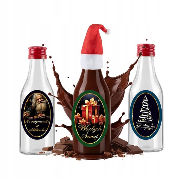 5x MONOPOL jullikörflaskor 50ml presentetikett med kork