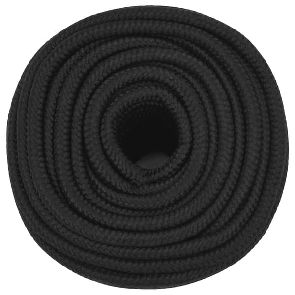 vidaXL sejlreb, massivt sort, 12 mm, 25 m, polypropylen