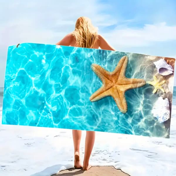 Strandhåndklæde Ocean Sommer Mikrofiber Hurtigtørrende 3D 150x75 cm
