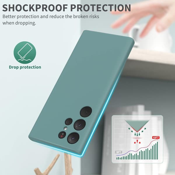 SILIKONEETUIS TIL SAMSUNG GALAXY S23 ULTRAGRØNT MAT MED MIKROFIBER