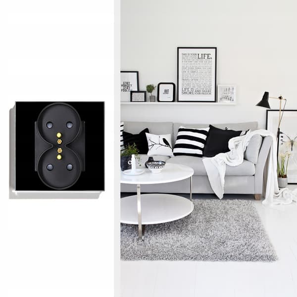 Dobbelt stikkontaktindsats 230V sort RTX SH