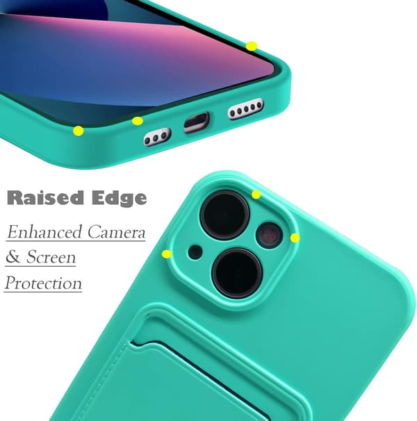 FODRAL TILL APPLE IPHONE 13 MINI TURKOS SILIKON + KORTPLATS