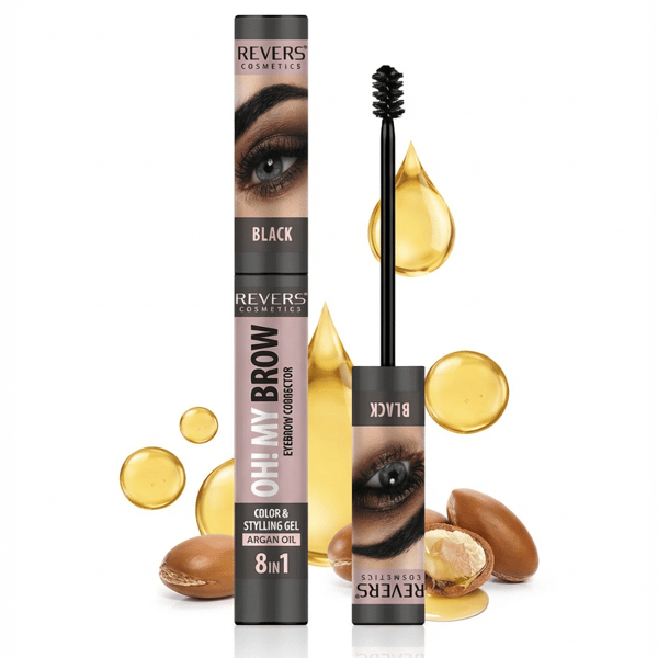 Styling øjenbrynsgel 2 i 1 - concealer, arganolie, fiksering Sort