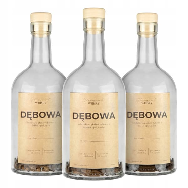 500 ml flaske med egetræsflager til whisky