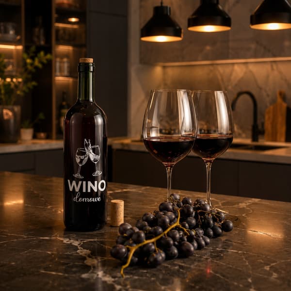 10x Vinflaskor med tryck, hemvin, grön vinflaska, 0,75l