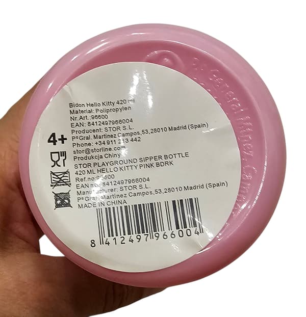 HELLO KITTY 410 ml plastbehållare med pip Barnflaska