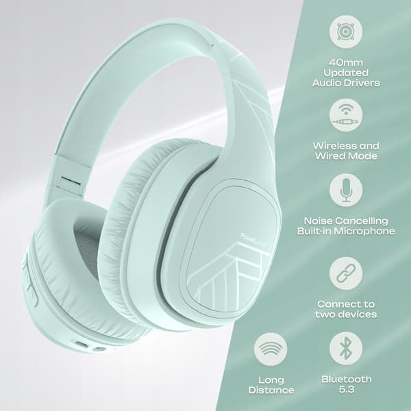 PowerLocus P7 Mint Over-Ear Bluetooth Hovedtelefoner AUX BT Mikrofon 50 timer