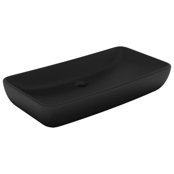 vidaXL rektangulær håndvask matsort 71x38 cm keramik
