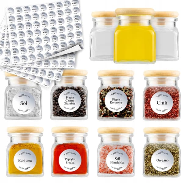 20x burkar för kryddor, örter, te och honung 120 ml + 252 etiketter