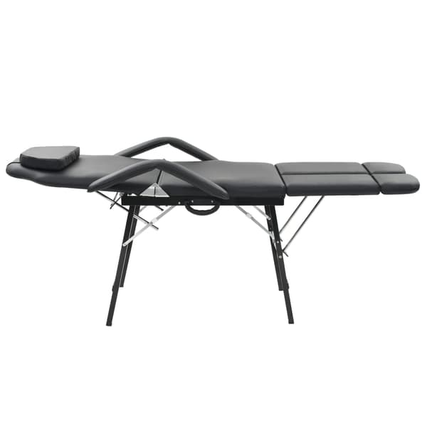 vidaXL bærbar kosmetikstol, kunstlæder, 185 x 78 x 76 cm, sort