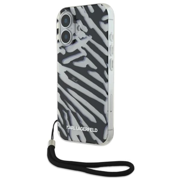 Karl Lagerfeld IML Zebramønster & Snor - iPhone 16 cover (sort)