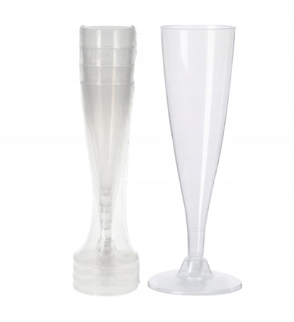 Champagneglas i plast, set om 4, 130 ml