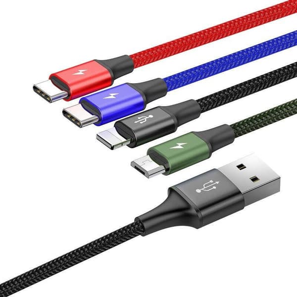 Baseus Fast 4in1 USB-kabel 2xUSB-C / Lightning / Micro 3.5A 1.2m (svart)