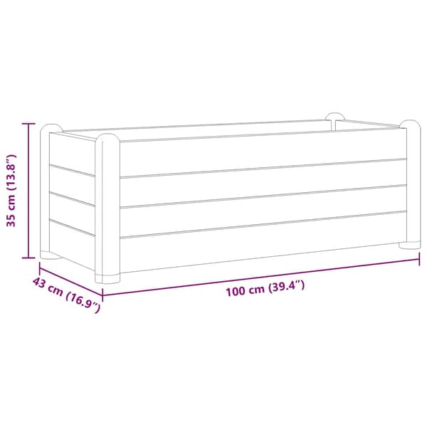 vidaXL højbed, PP, stengrå, 100x43x35 cm