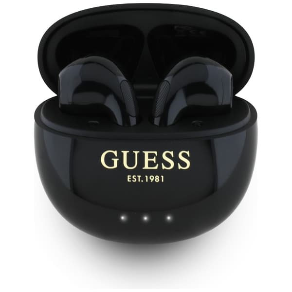 Guess Glossy Effect Egg Shape Printed Classic Logo TWS hovedtelefoner, sorte