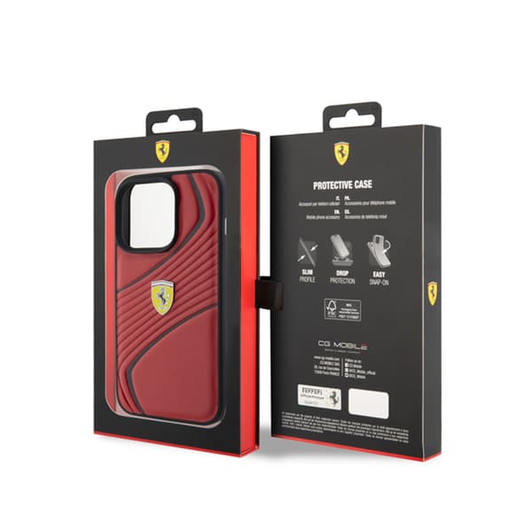 Ferrari Twist -metallilogo - iPhone 15 Pro -kotelo (punainen)