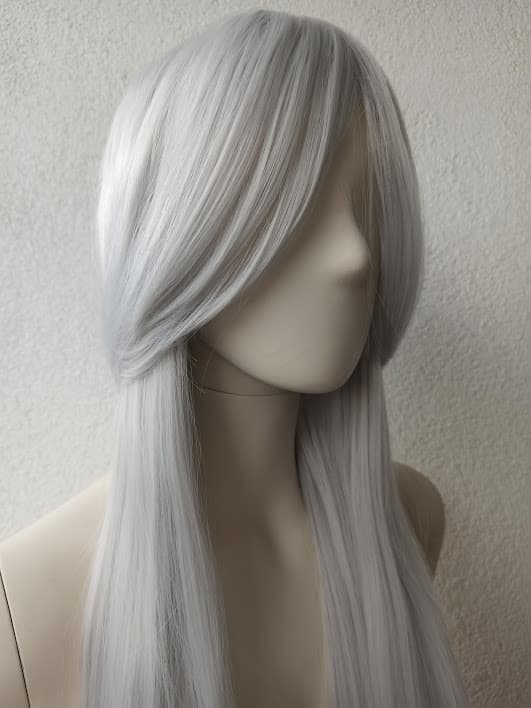 Peruk grå Ciri cosplay grått rakt långt hår