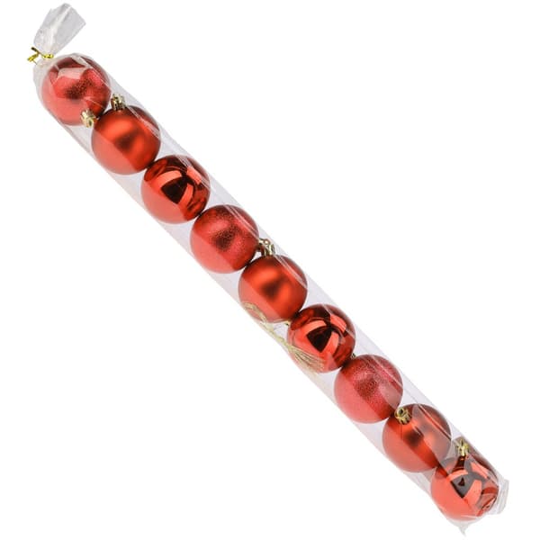uknuselige røde julekugler 6 cm 9 stk.