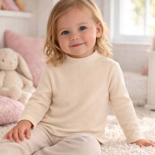 Baby HALV POLTTRÖJA 74 RIBBAD BOMULL ELASTISK DARTOMIK ECRU