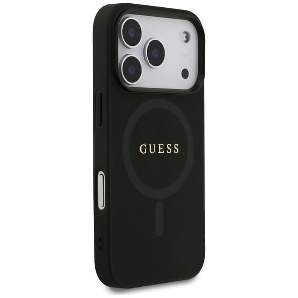 Guess Saffiano Classic Logo MagSafe-etui til iPhone 17 Pro, sort