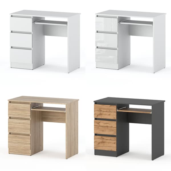 Sonoma Oak Computerbord 90 cm 3 skuffer Gamingmøbler Skole