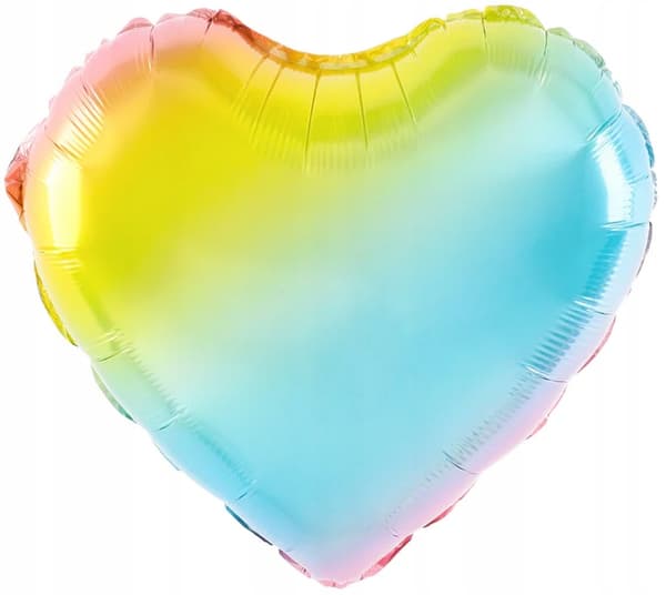 Regnbueformet hjertefolieballon, 18 tommer