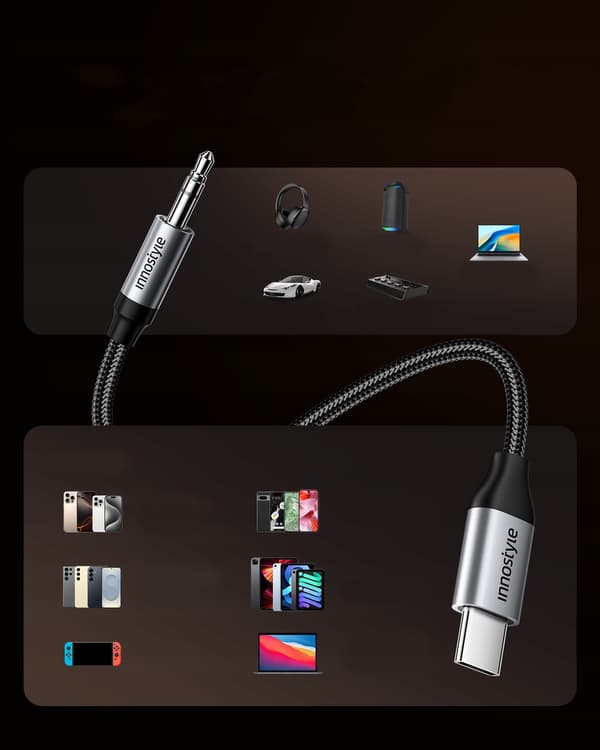 INNOSTYLE USB-C AUX-SOVITIN MINI-JAKKIKAAPELI SAMSUNG DAC -SOVITTIMEEN 1M