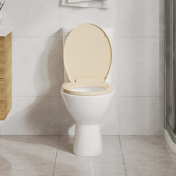 vidaXL Soft Close toiletsæde, beige, oval